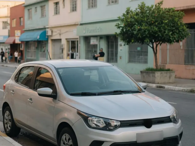 Carro estacionado em rua de cidade pela manha
